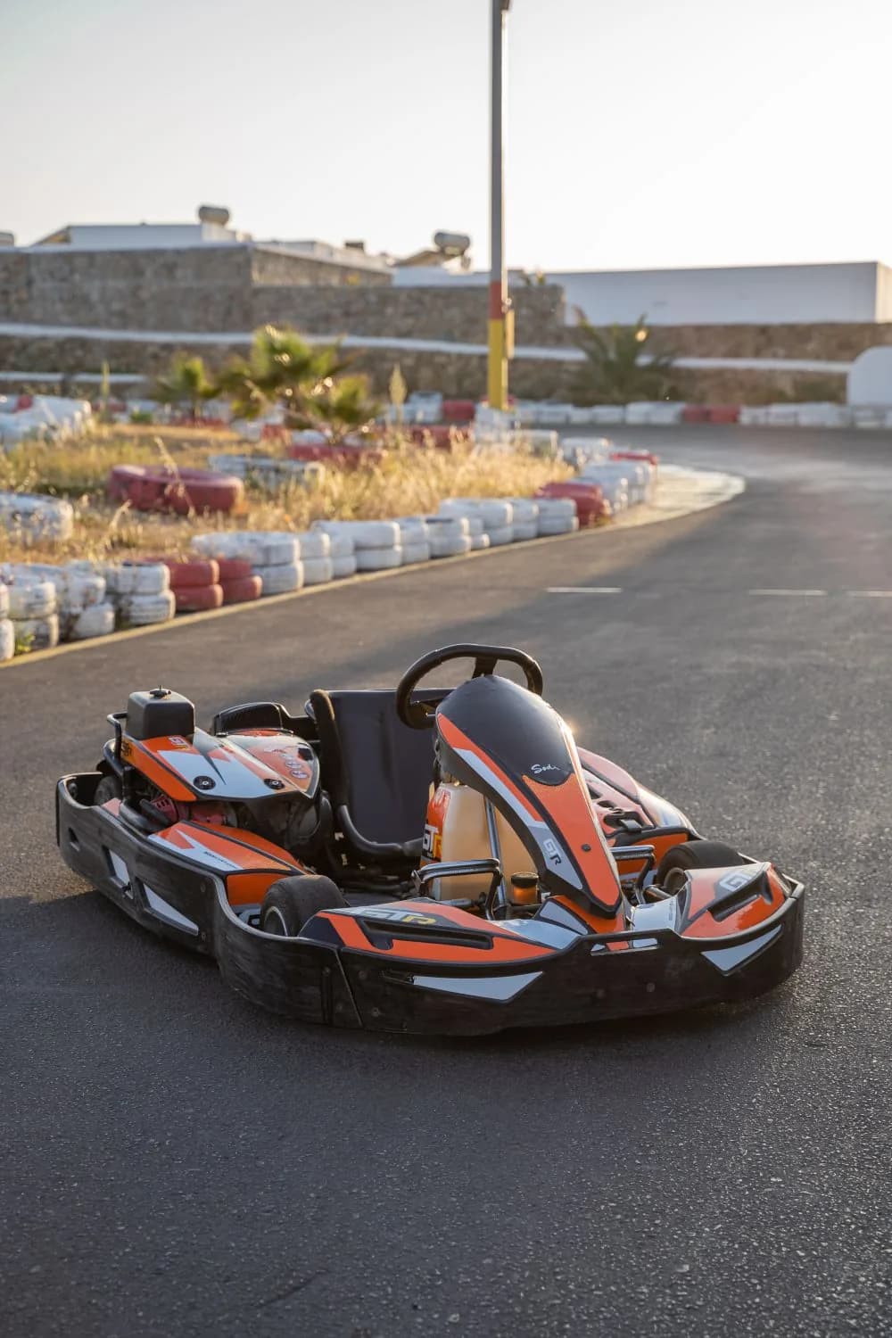 Two-seater kart on the asphalt at Raceland Mykonos
